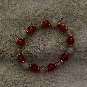 Elegant Red and Gold Beaded Bracelet